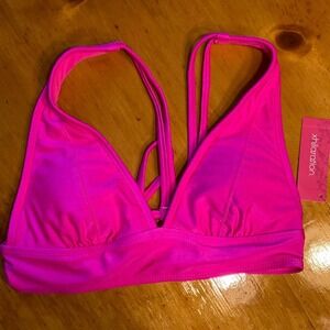 Xhilaration‎ Neon Pink Multi-Strap Racerback Triangle Bikini Top Size L NEW